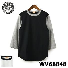 【WHITESVILLE】 7分袖 ベースボール Tシャツ ホワイツビル wv68848 14番手BASEBALL TEE ブラック ホワイト グレー パーカー 無地 天竺生地 東洋エンタープライズ アメカジ