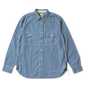 �yFOB FACTORY�z �G�t�I�[�r�[�t�@�N�g���[ F3516 INDIGO CHECK WORK SHIRT �C���f�B�S�`�F�b�N ���[�N�V���c