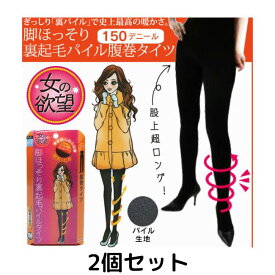 女の欲望 脚ほっそり裏起毛パイル腹巻タイツ 150デニール 2個セット M-Lサイズ L-LLサイズ