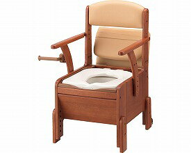 (アロン化成) 家具調トイレ コンパクト 標準便座タイプ 533-670 木製 肘掛内寸40cm 高さ調節 介護 高齢者 簡易トイレ 非常用 防災