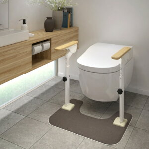 (アロン化成) ATTOGRIP アットグリップ トイレサポート H-T 両側はねあげ 手すり 870-088 トイレ 置き型 介護 工事不要