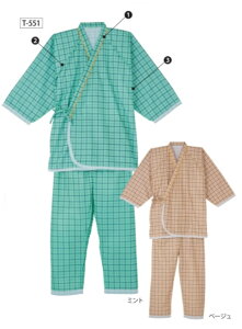 (エンゼル) セパレートねまき (ダブルメッシュ) T-551 サイズS/M/L/LL パジャマ 介護 服 高齢者 男性 紳士 メンズ 女性 婦人 レディース 共用 ANGEL