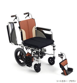 (ミキ) 車椅子 コンパクト 自動ブレーキ SKT-200B スキット200B 介助式 エアタイヤ仕様 多機能 肘跳ね上げ 脚部スイングアウト スリム 折り畳み可能 耐荷重100kg ブルー/レッド/ブラウン MiKi クッション付