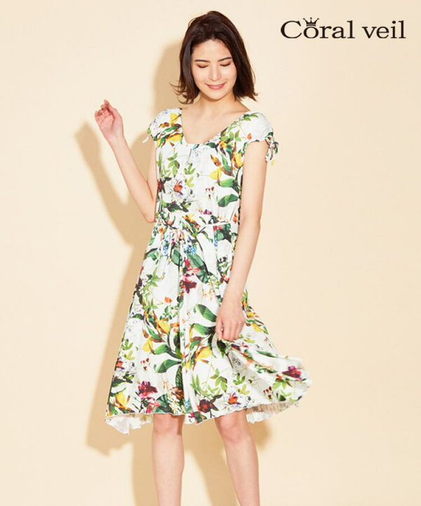 楽天市場】【SALE】【Coral veil】Botanical Garden ショルダードレス  