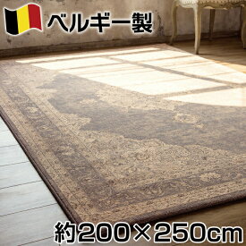 ベルギー製 ヴィンテージ デザイン ウィルトン織 カーペット 約200×250cm 約3.2畳 ポリプロピレン100％ アウラ ジュータン ラグ 絨毯