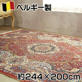 ベルギー製 シルク調 ウィルトン 織 モダール カーペット約244×200cm（約3.1畳） ヒギンス ジュータン ラグ ペルシャ 絨毯 風