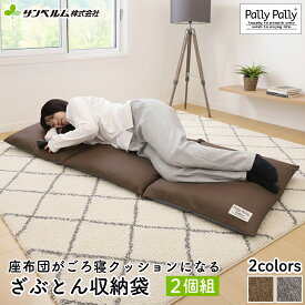【2個組】 ごろ寝クッション お昼寝マット 長座布団 収納袋 176×61cm 銘仙版 3枚収納 グレー 座布団がごろ寝クッションになるざぶとん収納袋 508564【入荷予定あり】