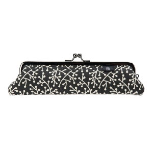 【ポイント5倍 クーポン発行】南天柄 ペンケース《 黒 》/ がまぐち 財布 コインケース ブラック お土産 日本製 京都 さんび堂 手作り【メール便対応商品】 和柄 和文様