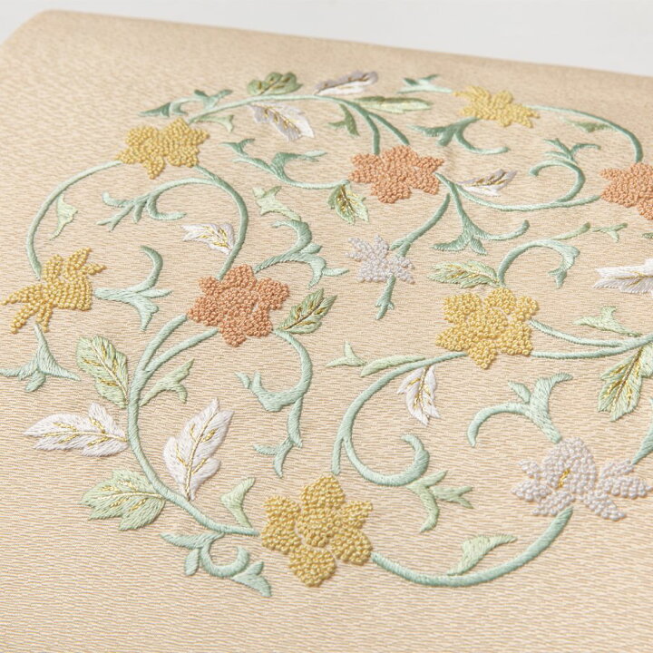 楽天市場】仕立て上がり名古屋帯 大きな花丸更紗の手刺繍が目を引く 