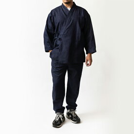 【さんび】 デニム作務衣 No.320 M/L 児島デニム 濃紺 日本製 メンズ さむえ 上下セット 父の日 男性 紳士