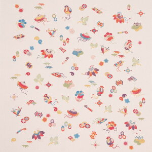 二幅(68cm幅) 正絹ちりめん友禅風呂敷 【宝尽くし・ピンク】 ふろしき 絹 シルク 進物 お祝い 御祝 婚礼 引出物 内祝い 伝統品 ギフト 京都 メール便対応 さんび 日本製