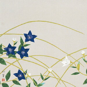 中幅(45cm幅) 日本画作家 正絹ちりめん風呂敷 【上村松篁・桔梗】 ふろしき 絹 シルク 進物 お祝い 御祝 婚礼 引出物 内祝い 伝統品 ギフト 京都 メール便対応 さんび 日本製