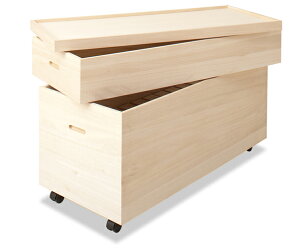 たとう紙を折らずに収納桐製収納ケース 国産 桐衣装箱 高さ61cmキャスター&すのこ付雛人形の保管にも 桐ワイド 収納BOX HI-0037