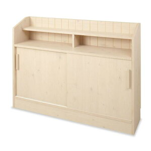 カウンター下収納 幅118.5cm 引戸タイプ キッチンカウンター キャビネット 収納棚 収納ラック 木製ラック ナチュラルキッチン・リビング収納完成品 No-0024