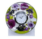 直径約11センチ紫のバラ　リヴィアドリームクロックプレミアム花時計 置き時計　アートフラワーリヴィア　CDD72117CL
