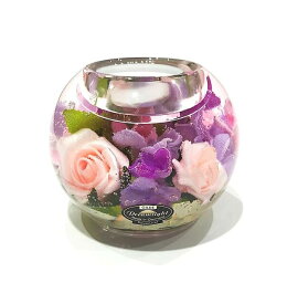 フローララ マーキュリー薄ピンクのバラに紫の小花ろうそく ゆらゆら　キャンドルライトキャンドルホルダー　アートフラワーフローララ　CDD1929