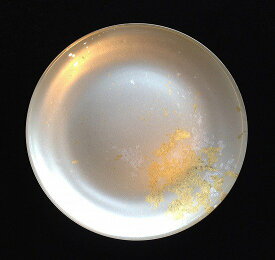 【楽天スーパーSALE 10％OFF】　フラットプレート 約直径33センチ 漆塗りの洋食器 漆ガラス食器 お皿 食洗機対応 ロイヤルプレート 塗り工房ふじい MAJO マジョホワイト 金箔ホワイト色 Lサイズ model-6-A-011