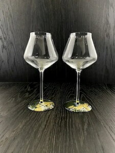 ワイングラス 2組セット約直径6.2センチ 漆塗りの洋食器漆ガラス食器 食洗機対応塗り工房ふじいMAJO マジョ ぺルラ2P金箔 マジョグリーン色 18-D-009-G