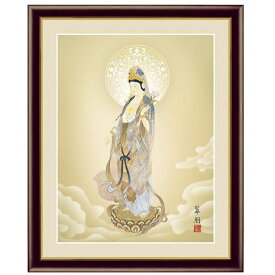日本画額絵 仏画 「 聖観音 」 作:鈴木翠朋 (F4サイズ・額飾り：42×34cm) G4-BB021