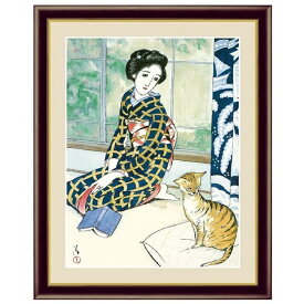 アート額絵 名画 「 晩春 」 作:竹久夢二 (F6サイズ・額飾り：52×42cm) G4-BN064