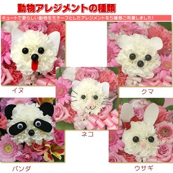 動物のカップル(選べる動物)アレンジメント【アニマルフラワー】【世界に一つの贈り物♪お誕生日出産祝いなどの記念に残るサプライズな贈り物】【送料無料】花