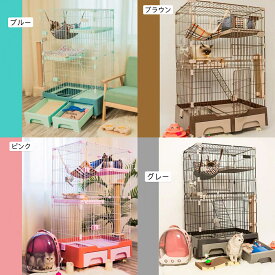 C10020−2猫ケージ キャットケージ ケージ 2段 ゲージ ペット 猫 ベビー キャットゲージ キャットタワー スタジアム 収納 キャスター 付き 脱走防止 頑丈 檻 ねこ ネコケージ