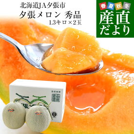 北海道より産地直送 JA夕張市 夕張メロン 秀品 2玉(1.3キロ×2玉) 送料無料ゆうばり 夕張キング めろん