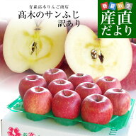 青森県より産地直送 高木商店 マルタカブランド サンふじりんご 味優先の理由あり 3キロ (10玉から13玉入…
