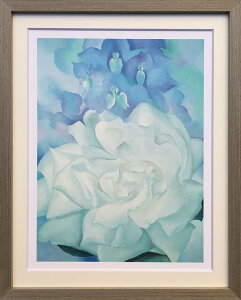 ★!PT10倍還元!★【bicosya/美工社】アートパネル ジョージア・オキーフ Georgia O’Keeffe WHITE ROSE WITH LARKSPUR NO. 2,1927《/絵画/おしゃれ/御祝/絵/壁掛/ポスター/アート/芸術/美術/教材/ピクチャー/