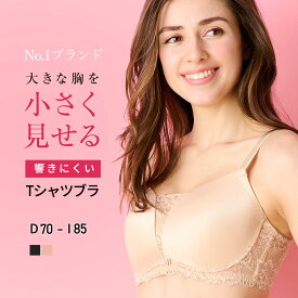 高評価★4.24【Tシャツブラ】胸を小さく見せるブラ　胸が大きくて諦めていた服がすっきり！ つるんとモールドカップでアウターに響きにくい しっかりホールド 胸元スッキリ 小さく見えるブラ 脇高 着痩せブラ【DEFGHIカップ】 胸を抑えるブラ