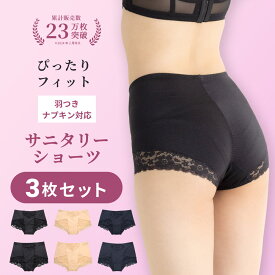 【3枚組 サニタリーショーツ】累計販売枚数23万枚突破！ 初めての方にもおすすめ！サニフレア 福袋 2025 M-3Lまで対応 生理用ショーツ 昼用 羽つき対応 フィット感抜群 お腹周りを抑える 足周り快適 肌に優しい 生理用ショーツ ヒップハング フルバック 蒸れない