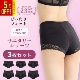 【3枚組 サニタリーショーツ】累計販売枚数23万枚突破！ 初めての方にもおすすめ！サニフレア 福袋 2025 M-3Lまで対応 生理用ショーツ 昼用 羽つき対応 フィット感 お腹周りを抑える 足周り快適 肌に優しい ヒップハング フルバック 蒸れない