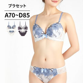 脇高ブラジャー ショーツ セット ブラ＆ショーツ(ブラ ブラセット ブラショー ブラショーツ)[ABCDカップ]花柄 薔薇柄 バラ柄 ローズ柄 刺繍 刺しゅう ししゅう チュールレース レース 脇肉 脇すっきり 背中すっきり 着やせ 細見え [三恵]