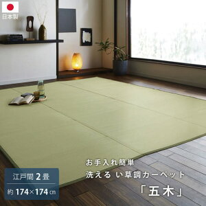 い草 風 ござ カーペット 国産 上敷き ラグ 江戸間 2畳 約174×174cm 抗菌 シンプル マット ポリプロピレン PP ダイニングラグ レジャーシート いぐさ 調