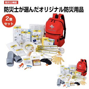 防災グッズ 防災士が選んだオリジナル防災用品 一人用防災セット 2個セット 30点 避難グッズ 防災リュック 災害対策 2人分 山善