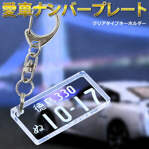 愛車ナンバープレートキーホルダー（クリアタイプ）スケルトン 自動車デザイン レーザー彫刻 名入れ オーダーメイド ナンバ