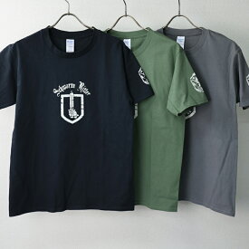 小林源文 黒騎士中隊Tシャツ　ゲンブン 戦車 ドイツ デザイン ミリタリー コットン ブラック グリーン OD チャコール グレー GILDAN　エスアンドグラフ