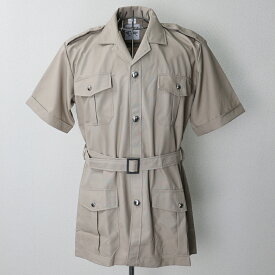 フランス軍. カーキ トロピカルジャケット[半袖]　フランス 仏軍 FRA カーキ ベージュ 探検 熱帯 ジャングル 砂漠 植民地ベルト付き 制服　エスアンドグラフ