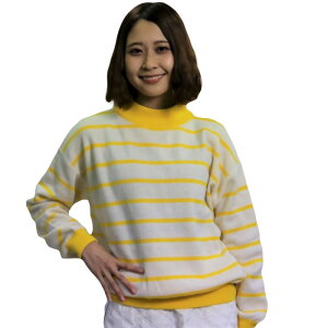 ネオンカラーボーダーニット【在庫一掃SALE】 ゴルフウェアレディース レディースゴルフウェア ゴルフセーターレディース 長袖セーター かわいい おしゃれ ハイネック ホワイト ネイビー