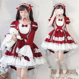 ワンピース ロリータ ゴスロリ ワンピース コスプレ アニメ 森ガール ロリータ 大きいサイズ ドレス 女装 服 cosplay lolita ゴシック ワンピース ジャンパースカート メイド かわいい コスプレ ブラウス お嬢様 蝶結び