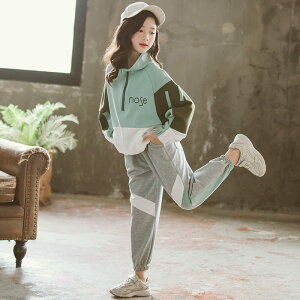 ジャージ 子供服 女の子 スウェット 長袖 上下セット 2点セット ガールズ スポーツウェア 運動着 韓国風 パーカー ジュニア ゆったり トレーナー セットアップ パンツ ズボン 春秋 カジュア