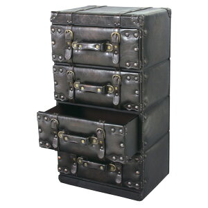 商品名:トランクチェスト(4段)【トランク】【収納】【引き出し】【チェスト】【タンス】【合皮】【SIW】【重厚感】【アスプルンド風】【クラシック】【高級感】【楽天】【通販】【874