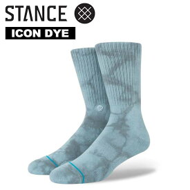 靴下 STANCE スタンス ソックス ラッピング無料 ステッカープレゼント プチギフト ICON DYE タイダイ 青 ミドル クルーソックス メンズ レディース キッズ おしゃれ 丈夫 耐久性 快適 サーフ スケート A556D22ICO