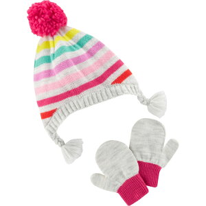 Carter's(カーターズ) カラフルボーダーポンポン付ニットキャップ&ミトン手袋セット【12-24M】