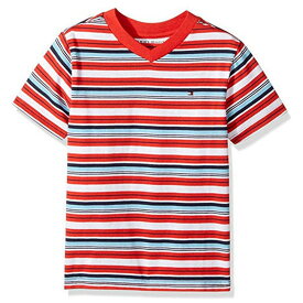 Tommy Hilfiger(トミーヒルフィガー) ワンポイントVネックボーダーTシャツ(Red)