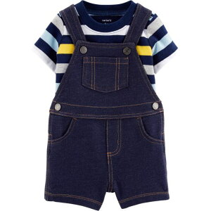 Carter's(カーターズ) マルチボーダーTシャツ&ショートオールSet(Navy)