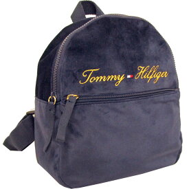 Tommy Hilfiger(トミーヒルフィガー) ロゴ刺繍スモールリュック(ベロア素材/Navy)/バックパック