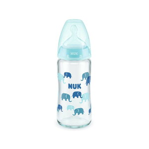 NUK(ヌーク) プレミアムチョイスほ乳びん(ガラス製)/240ml/ゾウ青