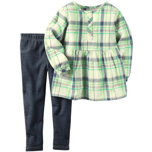 【アウトレット】Carter's(カーターズ) グリーンチェックチュニック&デギンスセット