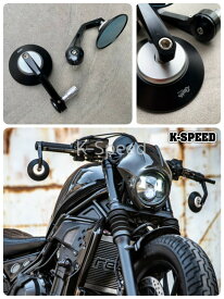 K-SPEED Diablo RB0097 サイドブルーミラー REBEL レブル250 サイドミラー ブルーミラー CNCミラー バーエンドミラー ブラック カスタムミラー